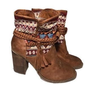 ERAM women’s Brown Western Ankle boot size 37 festival boho